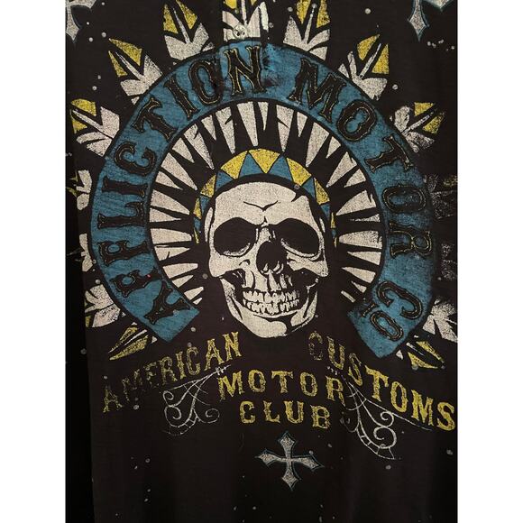Affliction American Customs Motor Co Skull Long Sleeve T-Shirt size Medium - Picture 8 of 12